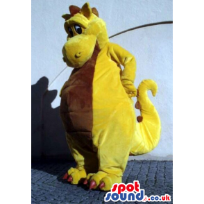Cute Fantasy Yellow Dragon Plush Mascot With Brown Belly -