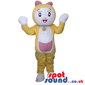 Yellow And White Fantasy Girl Cat Plush Mascot With A Pocket -