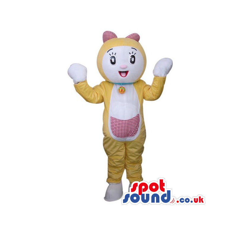 Yellow And White Fantasy Girl Cat Plush Mascot With A Pocket -