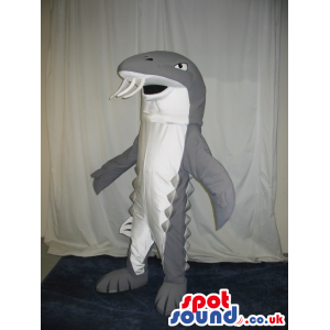 Customizable Grey And White Fish Or Whale Sea Ocean Mascot -