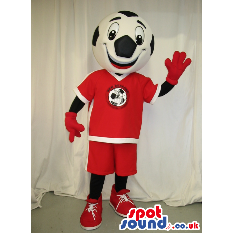 Amazing Big Red Soccer Ball Mascot Wearing Red Clothes - Custom
