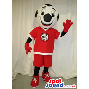 Amazing Big Red Soccer Ball Mascot Wearing Red Clothes - Custom