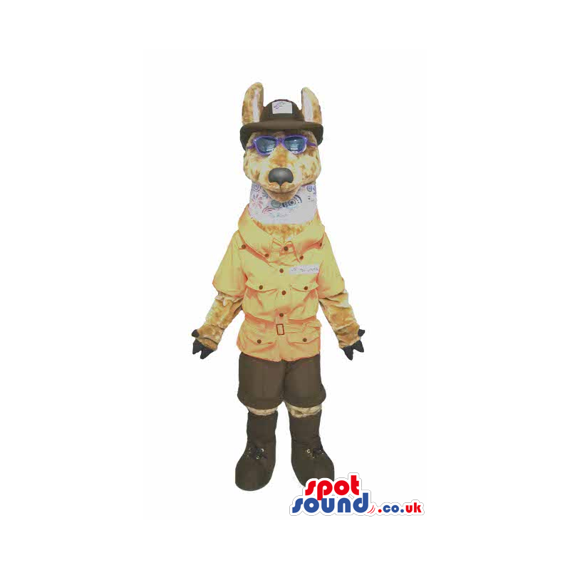 Big Brown Wolf Plush Mascot Wearing Park Guard Garments -