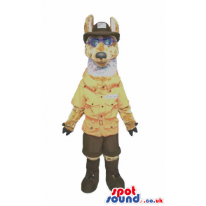 Big Brown Wolf Plush Mascot Wearing Park Guard Garments -