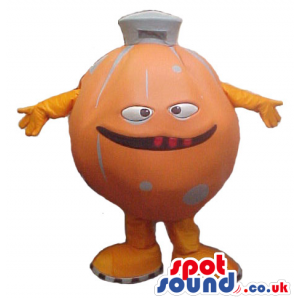 Customizable Orange Big Ball Mascot With A Funny Face - Custom