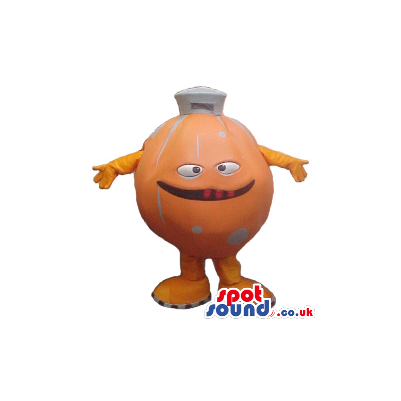 Customizable Orange Big Ball Mascot With A Funny Face - Custom