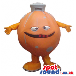 Customizable Orange Big Ball Mascot With A Funny Face - Custom