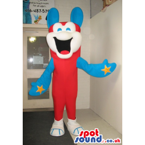 Fantasy Red And Blue Plush Mascot With Yellow Stars - Custom