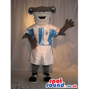 Grey Hammerhead Shark Wearing Soccer Sport Garments - Custom