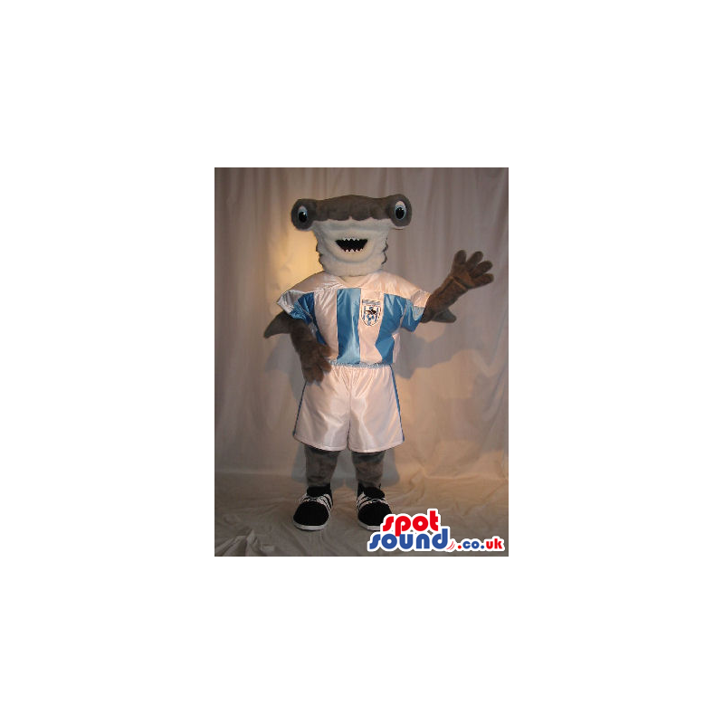 Grey Hammerhead Shark Wearing Soccer Sport Garments - Custom