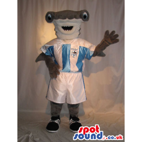 Grey Hammerhead Shark Wearing Soccer Sport Garments - Custom