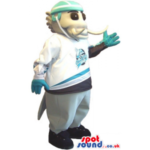 Amazing Fish Plush Mascot Wearing Sports Garments With Logo -