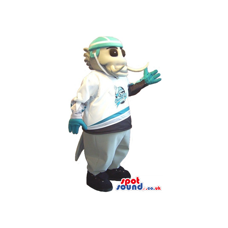 Amazing Fish Plush Mascot Wearing Sports Garments With Logo -