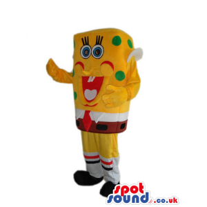 Sponge Bob Square Pants Cartoon Plush Mascot With Green Dots -