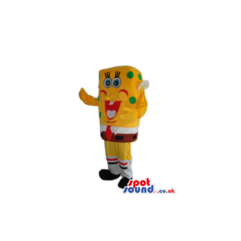 Sponge Bob Square Pants Cartoon Plush Mascot With Green Dots -