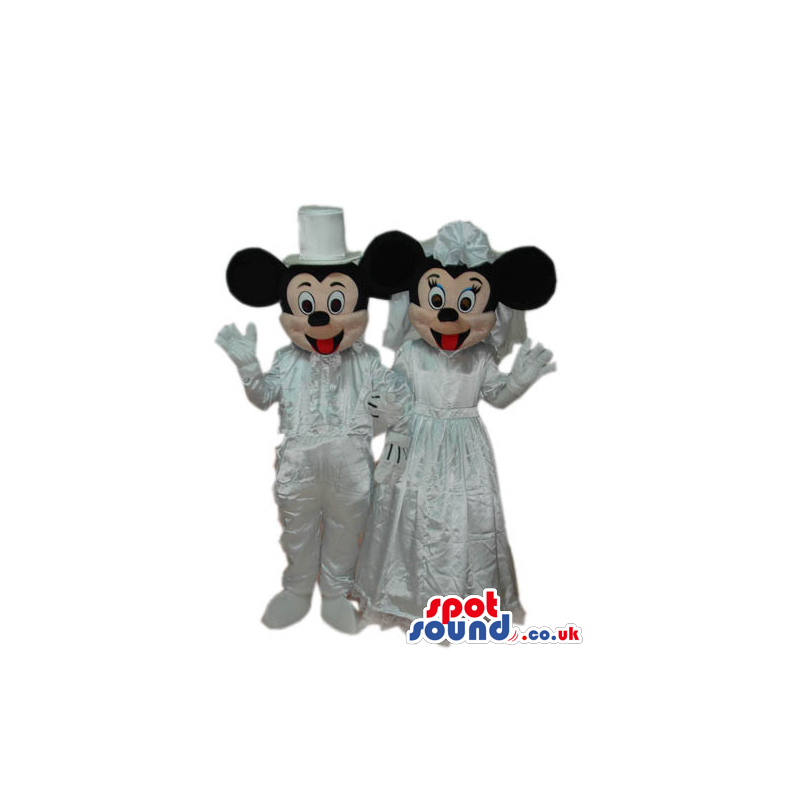 Mickey And Minnie Mouse Disney Couple Wearing White Clothes -