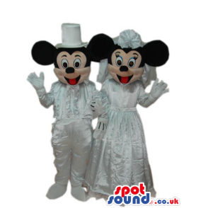 Mickey And Minnie Mouse Disney Couple Wearing White Clothes -