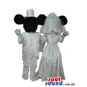 Mickey And Minnie Mouse Disney Couple Wearing White Clothes -