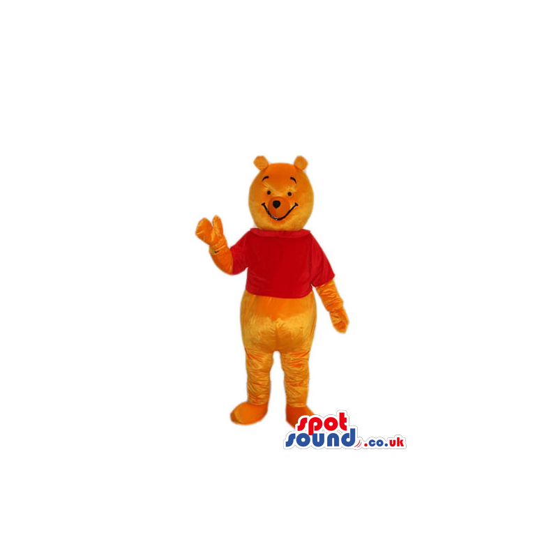 Winnie The Pooh Classic Cartoon Bear Mascot With A Red T-Shirt