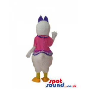 Daisy Duck Disney Character Mascot In A Pink And Purple Dress -