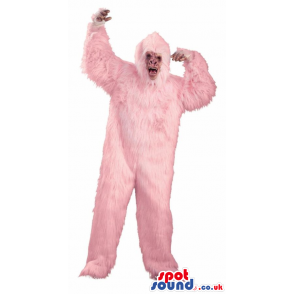 Amazing Pink Hairy Gorilla Plush Mascot With Realistic Face -