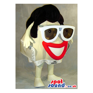 Cool Big Head Plush Mascot With A Toupee, Red Lips And