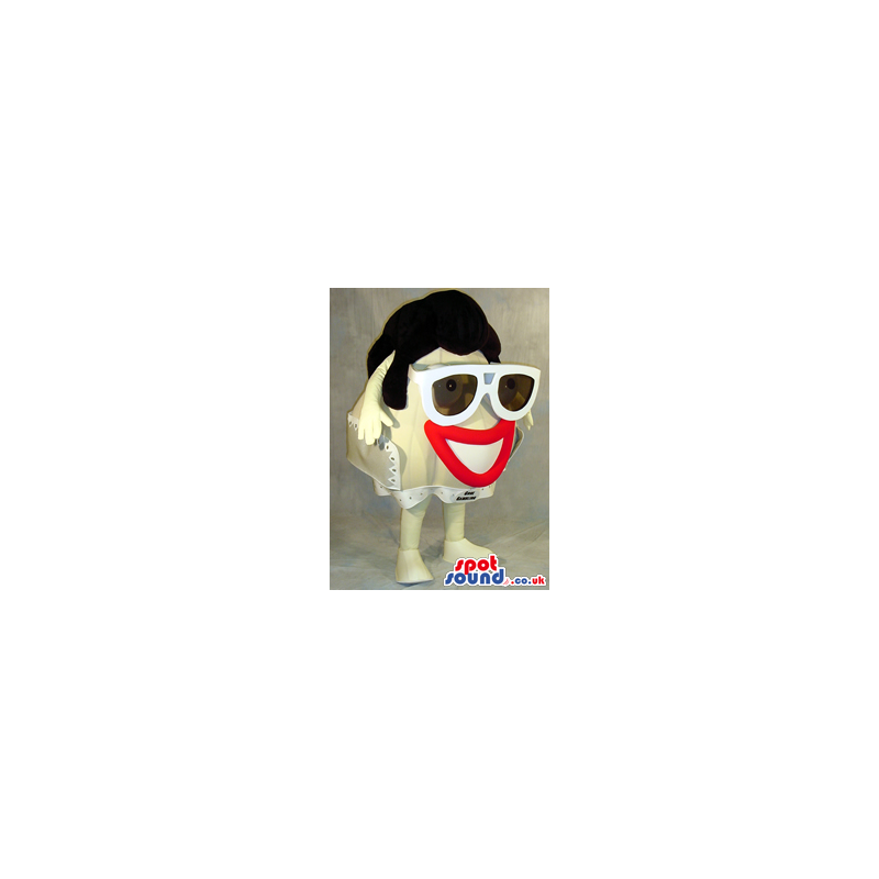 Cool Big Head Plush Mascot With A Toupee, Red Lips And