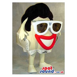 Cool Big Head Plush Mascot With A Toupee, Red Lips And