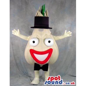 Funny Onion Vegetable Mascot With A Hat And Bow Tie - Custom