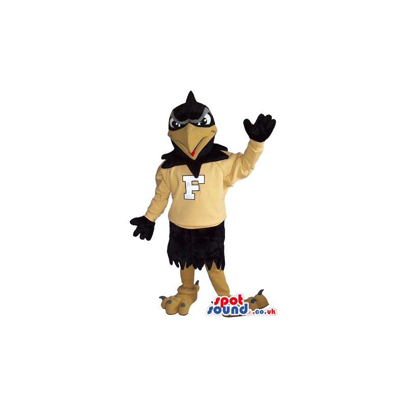Customizable Black Angry Eagle Wearing A Brown Letter Sweater -