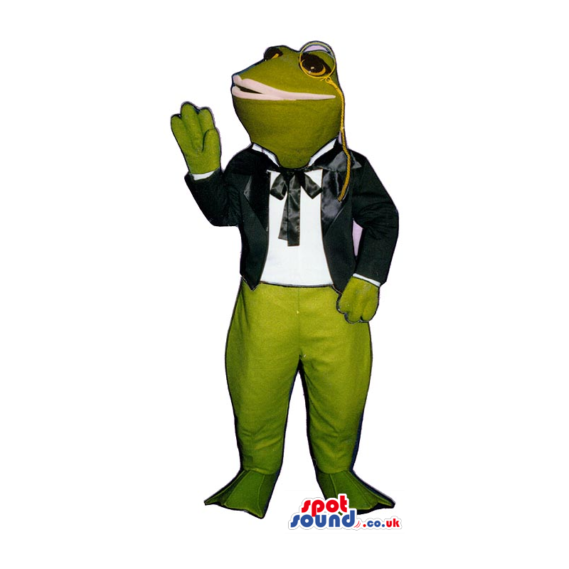 Green Frog Plush Mascot Wearing Old-Times Garments And A