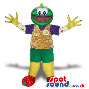 Funny Multiple Fruit Mascot Wearing A Vest With A Logo - Custom