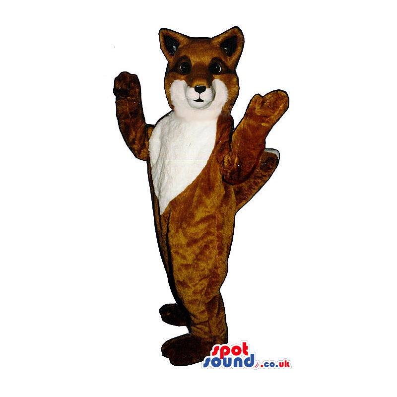 Customizable Brown Fox Plush Mascot With A White Face And Belly