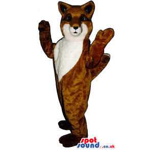 Customizable Brown Fox Plush Mascot With A White Face And Belly