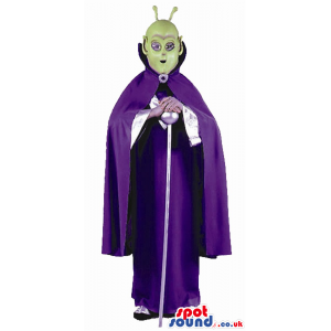 Amazing Green Alien With Purple Gown Adult Size Funny Costume -
