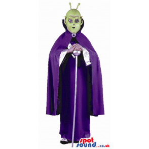 Amazing Green Alien With Purple Gown Adult Size Funny Costume -