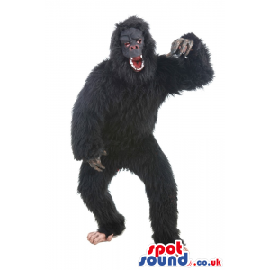 Amazing Black Hairy Gorilla Plush Mascot With Realistic Face -