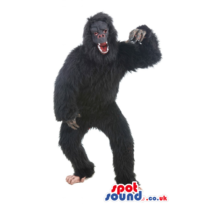 Amazing Black Hairy Gorilla Plush Mascot With Realistic Face -
