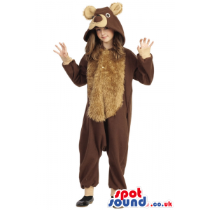 Cute Big Brown And Beige Bear Plush Children Size Costume -