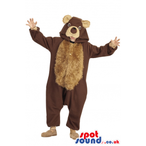 Cute Big Brown And Beige Bear Plush Children Size Costume -