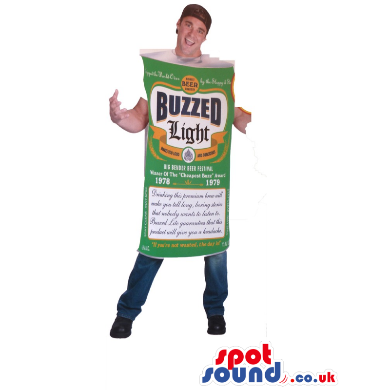 Hilarious Beer Can Adult Size Costume With Label And Logo -