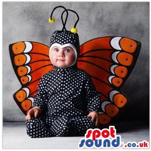 Cute Black And Orange Butterfly Baby Size Funny Costume -