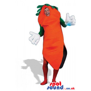 Funny Big Carrot Vegetable Plush Adult Size Costume With Gloves