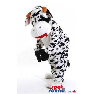 Cool Cow Plush Mascot With Many Black Spots And Red Tongue -