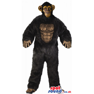 Strong Black Hairy Gorilla Plush Mascot With Realistic Face -