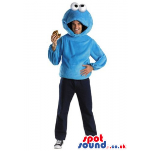 Blue Cookie Monster Character Plush Adult Size Costume. -