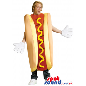 Big Hot-Dog With Mustard Plush Adult Size Costume Or Mascot -