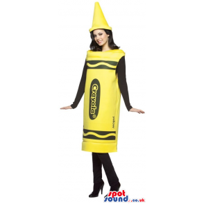 Cool Yellow Crayola Brand Name Crayon Adult Size Costume -