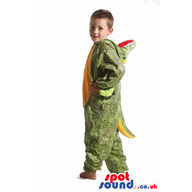 Cute Green And Yellow Alligator Plush Children Size Costume -