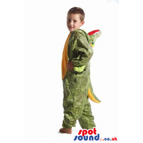 Cute Green And Yellow Alligator Plush Children Size Costume -